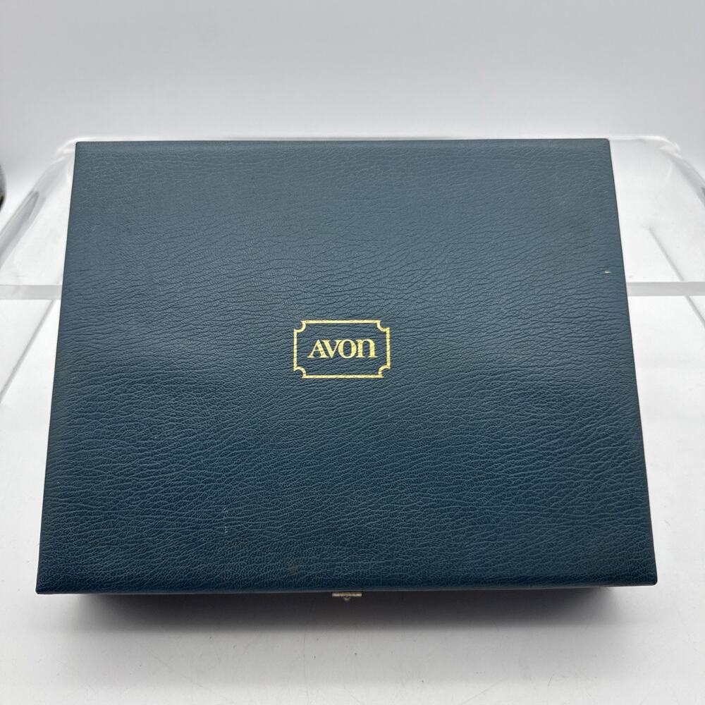 Vintage Avon Jewelry Box Display Case 10.5" x 8.5" x 2" Goldtone Latch & Logo